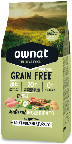 Ownat Prime Cat Adult Bezzbożowe Danie ze Świeżego Kurczaka i Indyka 1 kg
