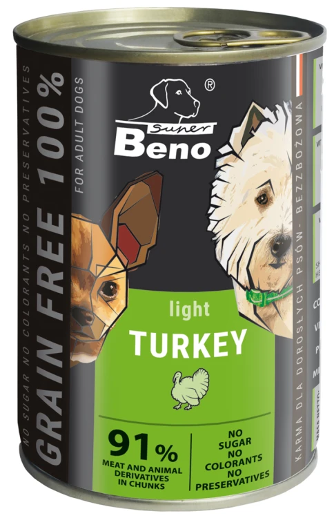 Super Beno PIES bezzbożowe kąski z indykiem light w sosie 415g
