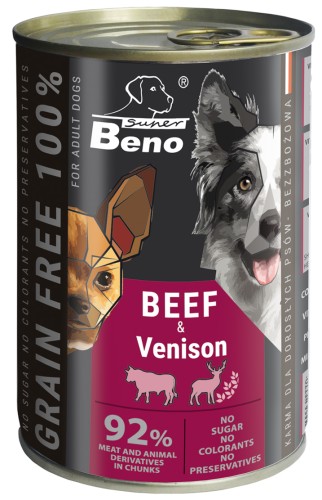 Super Beno PIES bezzbożowe kąski z wołowiną i dziczyzną w sosie 415g
