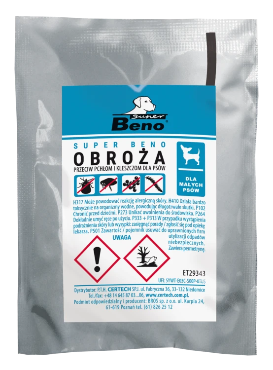 SUPER BENO - obroża przeciw pchłom i kleszczom dla małych psów