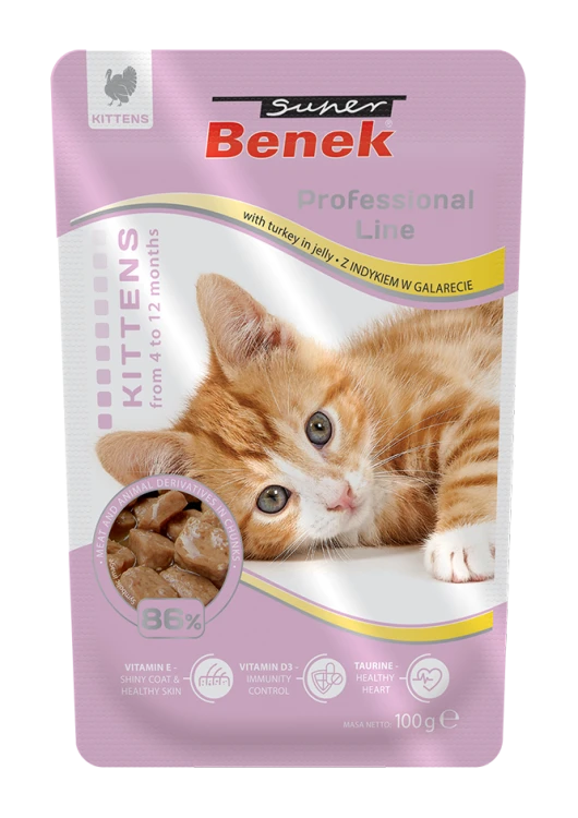 Super Benek Saszetka dla młodych kotów indyk w galarecie 100 g