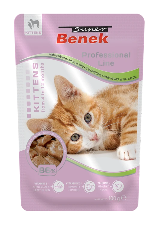 Super Benek Saszetka dla młodych kotów jagnięcina i marchew w galarecie 100 g